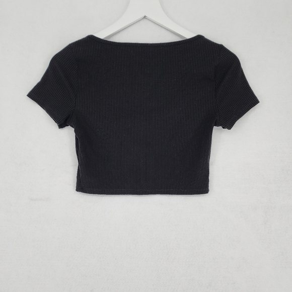 Reformation Black Ribbed Crop Top - Picture 3 of 8